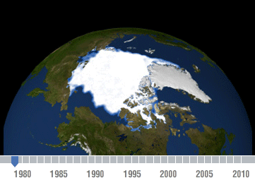 Arctic sea ice loss over time