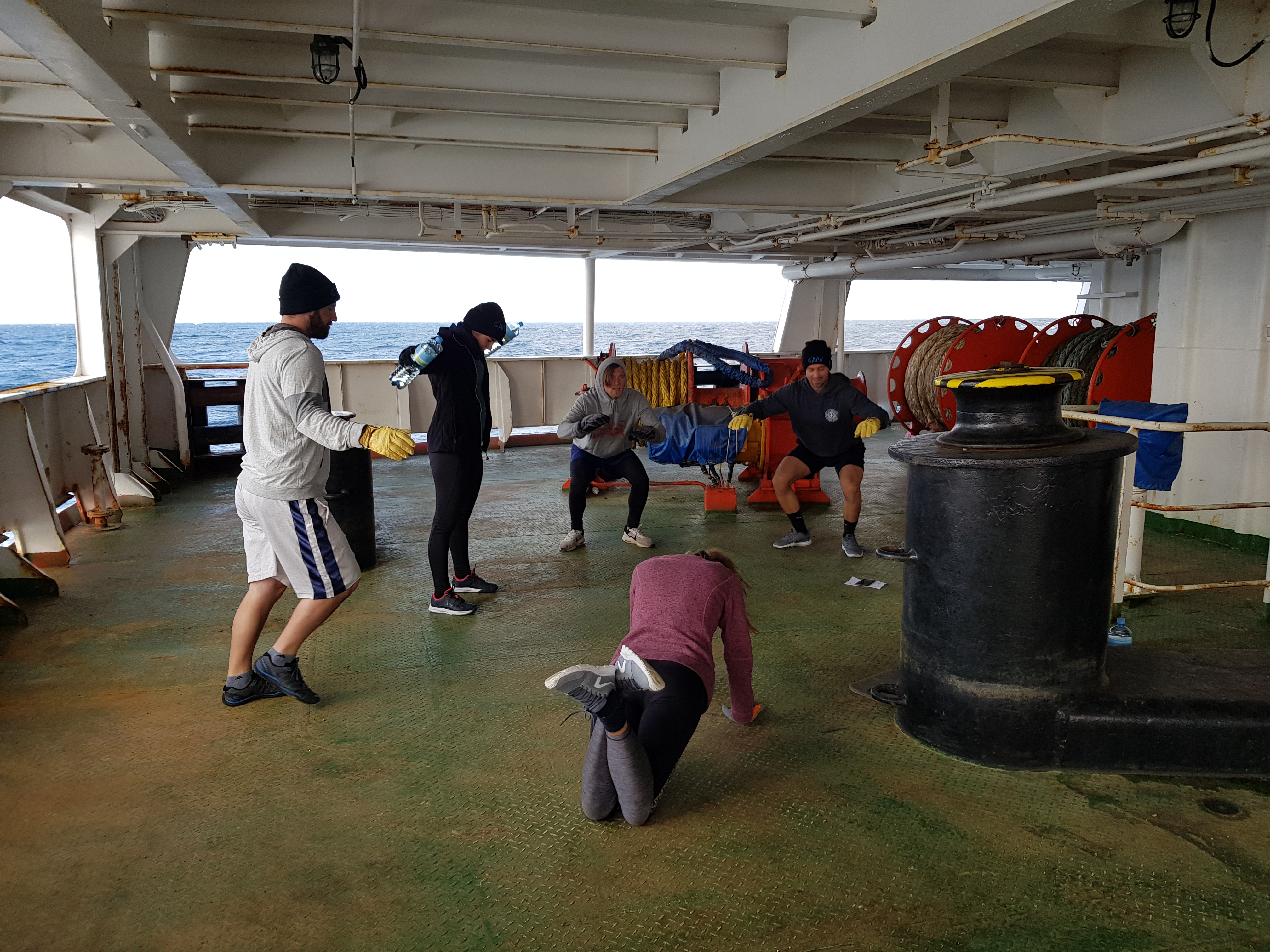 Crossfit on the ship deck