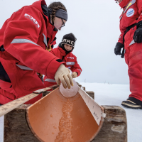 Collecting ice cores during MOSAiC