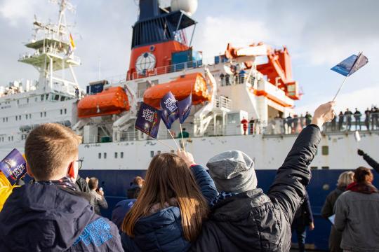 The Polarstern research vessel returned to Bremerhaven, Germany, on 12 October after a yearlong drift across the Arctic DAVID HECKER/GETTY IMAGES