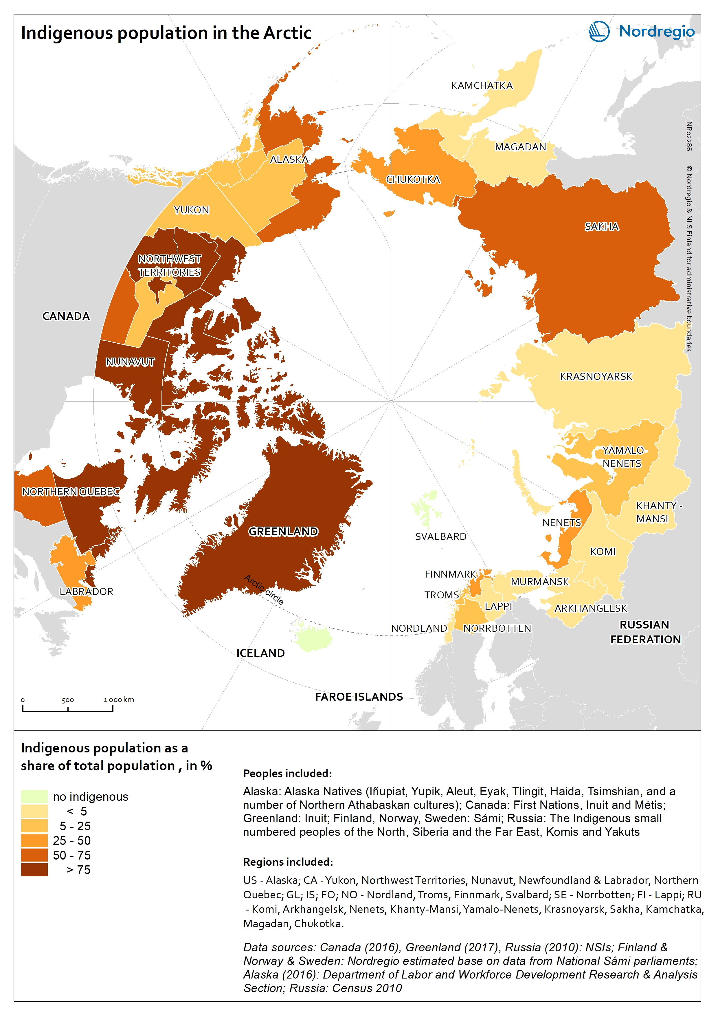 Map of indigenous peoples in the Arctic