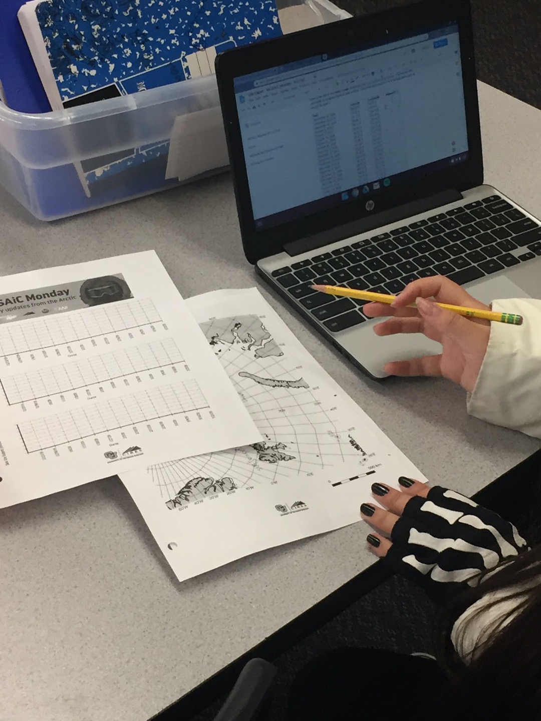 Student graphing MOSAiC data 