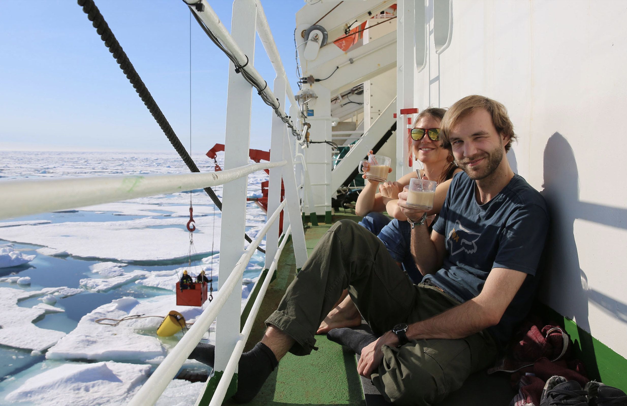 Team members on board the Polarstern