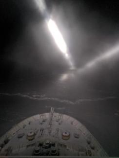Kapitan Dranitsyn heading back toward Tromso. Photo: David Costa, CIRES & NOAA dranitsyn and sea ice no horizon