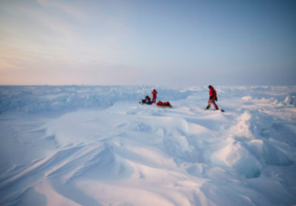 Snowy ice ridges