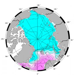 map of the globe with arctic ocean