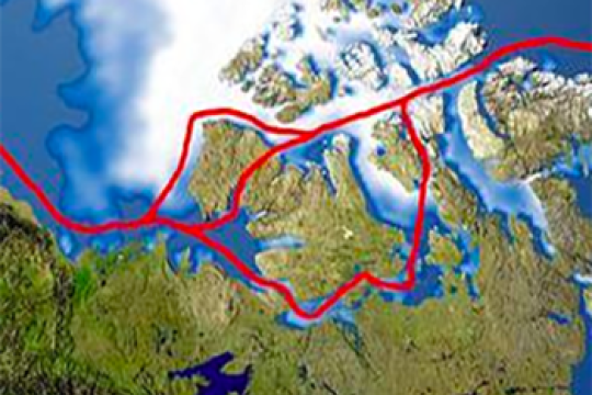 map marked by northwest passage