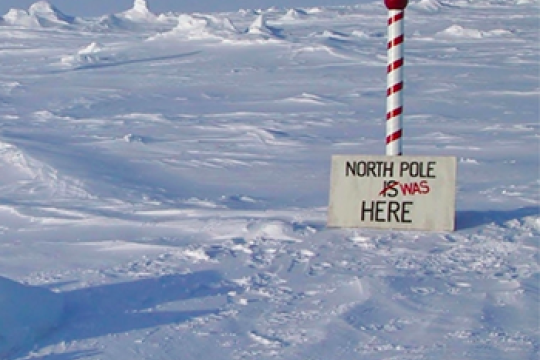 north pole sign in snow