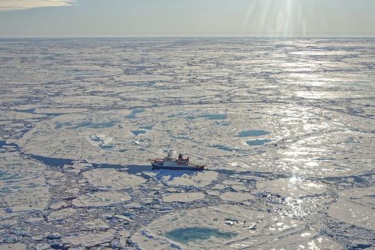 MOSAiC ice floe during Cruise Leg 4 on June 30, 2020; Photo by Markus Rex