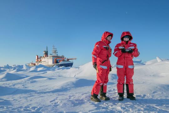 Researchers operate drones near the North Pole